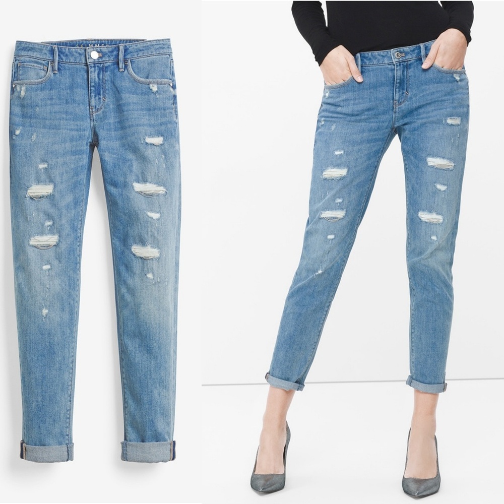 WHBM ; destructed chain girlfriend jeans 2 - Picture 6 of 8